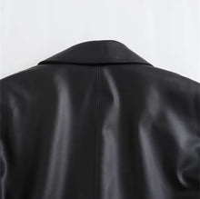 Load image into Gallery viewer, Faux Leather Mid-Trench Coat
