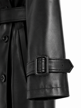 Load image into Gallery viewer, Faux Leather Trench Coat