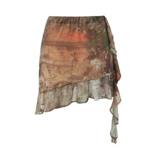 Pattern Ruffled Skirt