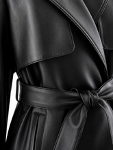 Load image into Gallery viewer, Faux Leather Mid-Trench Coat