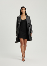 Load image into Gallery viewer, Faux Leather Mid-Trench Coat