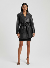 Load image into Gallery viewer, Faux Leather Mid-Trench Coat