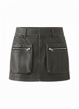 Load image into Gallery viewer, Faux Leather Cargo Skirt