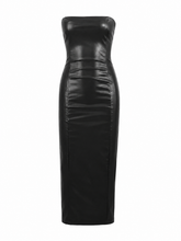 Load image into Gallery viewer, Faux Leather Strapless Dress

