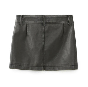 Faux Leather Cargo Skirt