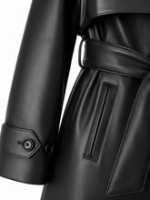 Load image into Gallery viewer, Faux Leather Mid-Trench Coat
