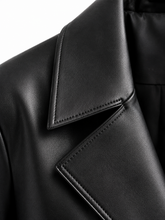 Load image into Gallery viewer, Faux Leather Mid-Trench Coat

