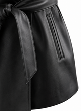 Load image into Gallery viewer, Faux Leather Mid-Trench Coat
