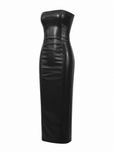 Load image into Gallery viewer, Faux Leather Strapless Dress
