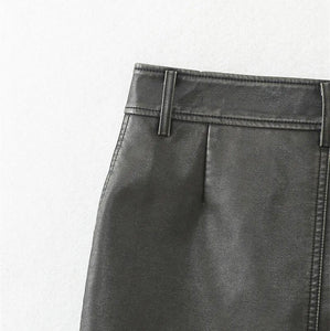 Faux Leather Cargo Skirt