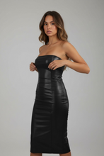 Load image into Gallery viewer, Faux Leather Strapless Dress
