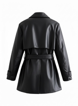 Load image into Gallery viewer, Faux Leather Mid-Trench Coat
