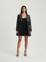 Load image into Gallery viewer, Faux Leather Mid-Trench Coat
