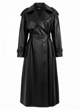 Load image into Gallery viewer, Faux Leather Trench Coat
